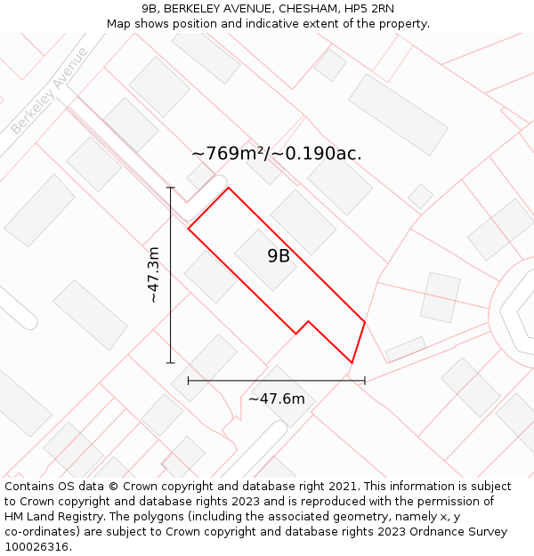 9B, BERKELEY AVENUE, CHESHAM, HP5 2RN: Plot and title map
