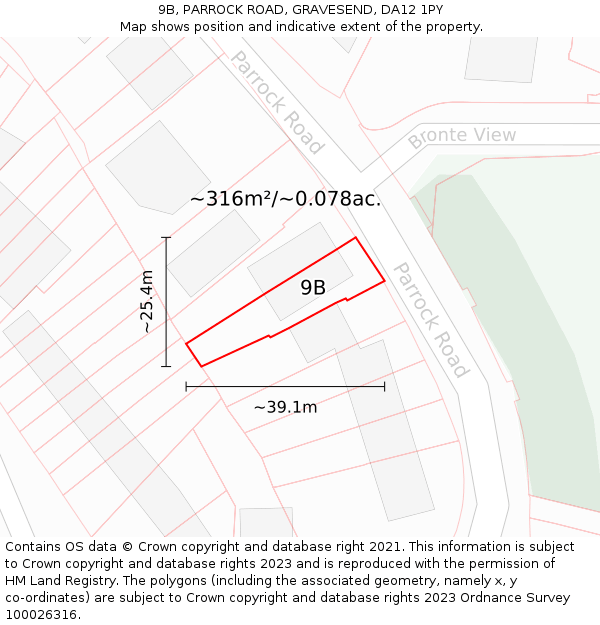 9B, PARROCK ROAD, GRAVESEND, DA12 1PY: Plot and title map