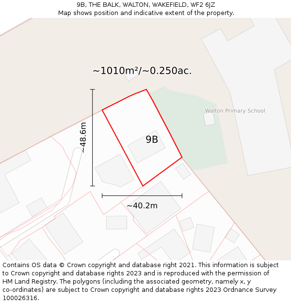9B, THE BALK, WALTON, WAKEFIELD, WF2 6JZ: Plot and title map