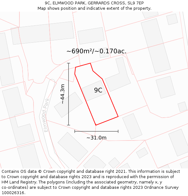 9C, ELMWOOD PARK, GERRARDS CROSS, SL9 7EP: Plot and title map