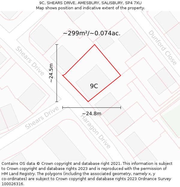9C, SHEARS DRIVE, AMESBURY, SALISBURY, SP4 7XU: Plot and title map