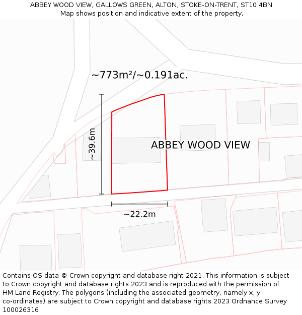 ABBEY WOOD VIEW, GALLOWS GREEN, ALTON, STOKE-ON-TRENT, ST10 4BN: Plot and title map