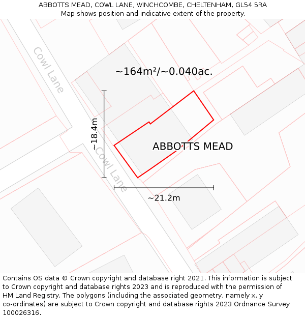 ABBOTTS MEAD, COWL LANE, WINCHCOMBE, CHELTENHAM, GL54 5RA: Plot and title map