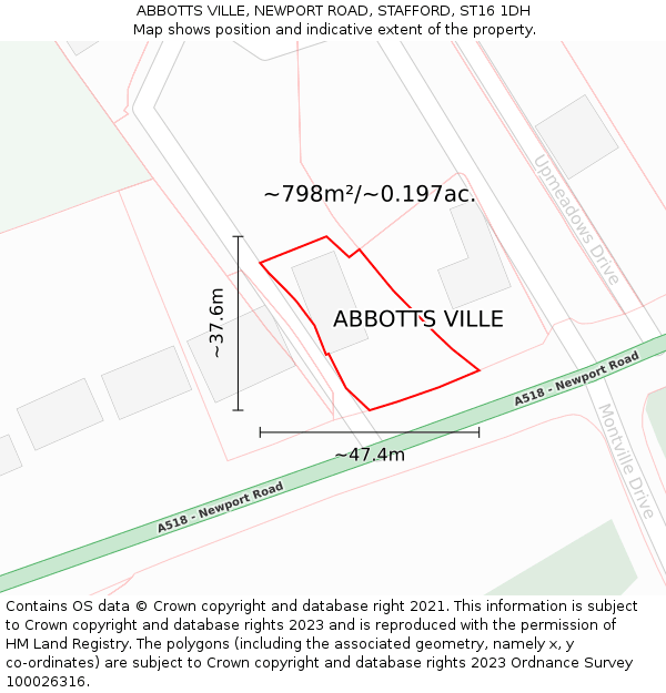ABBOTTS VILLE, NEWPORT ROAD, STAFFORD, ST16 1DH: Plot and title map