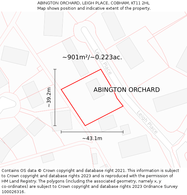 ABINGTON ORCHARD, LEIGH PLACE, COBHAM, KT11 2HL: Plot and title map