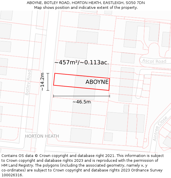 ABOYNE, BOTLEY ROAD, HORTON HEATH, EASTLEIGH, SO50 7DN: Plot and title map