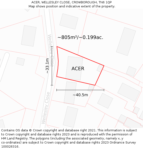 ACER, WELLESLEY CLOSE, CROWBOROUGH, TN6 1QP: Plot and title map