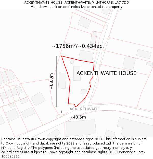 ACKENTHWAITE HOUSE, ACKENTHWAITE, MILNTHORPE, LA7 7DQ: Plot and title map
