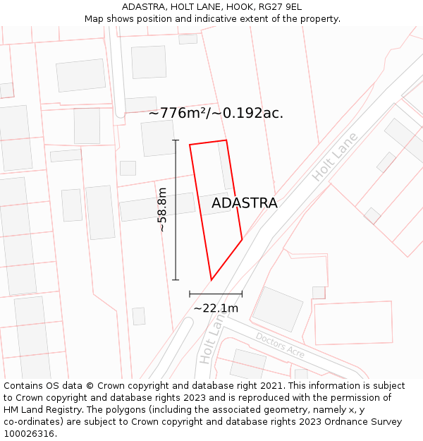 ADASTRA, HOLT LANE, HOOK, RG27 9EL: Plot and title map