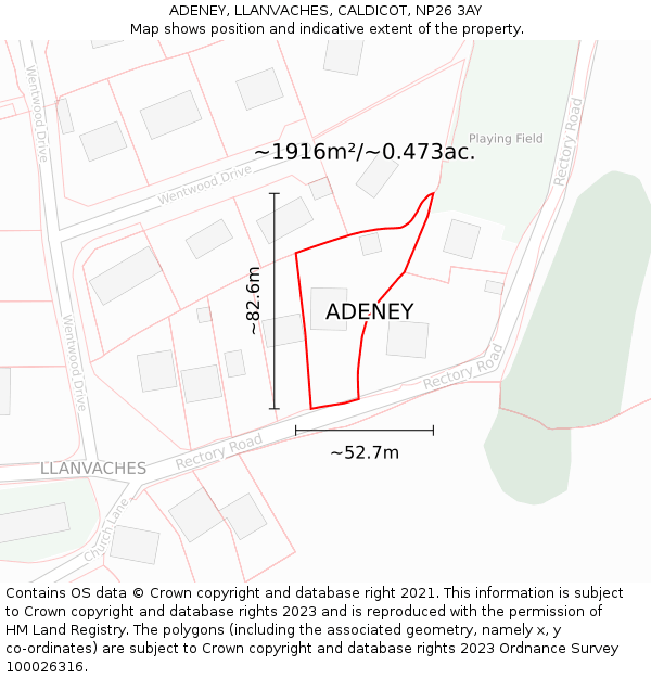 ADENEY, LLANVACHES, CALDICOT, NP26 3AY: Plot and title map