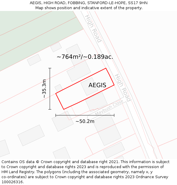 AEGIS, HIGH ROAD, FOBBING, STANFORD-LE-HOPE, SS17 9HN: Plot and title map