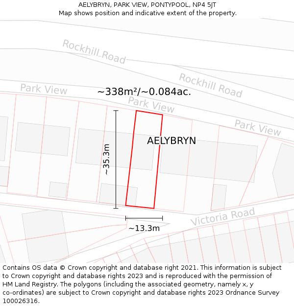 AELYBRYN, PARK VIEW, PONTYPOOL, NP4 5JT: Plot and title map