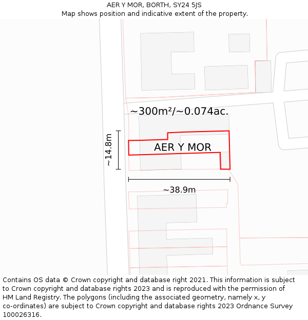 AER Y MOR, BORTH, SY24 5JS: Plot and title map