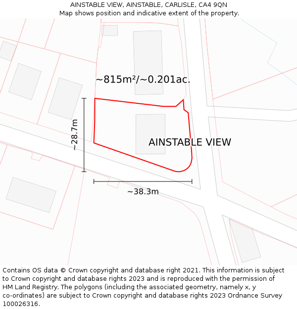 AINSTABLE VIEW, AINSTABLE, CARLISLE, CA4 9QN: Plot and title map