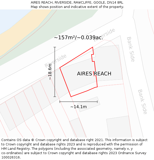 AIRES REACH, RIVERSIDE, RAWCLIFFE, GOOLE, DN14 8RL: Plot and title map