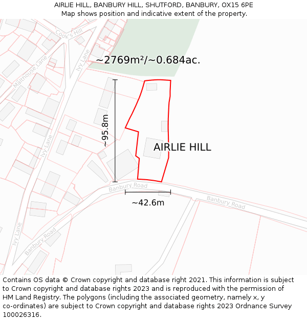 AIRLIE HILL, BANBURY HILL, SHUTFORD, BANBURY, OX15 6PE: Plot and title map