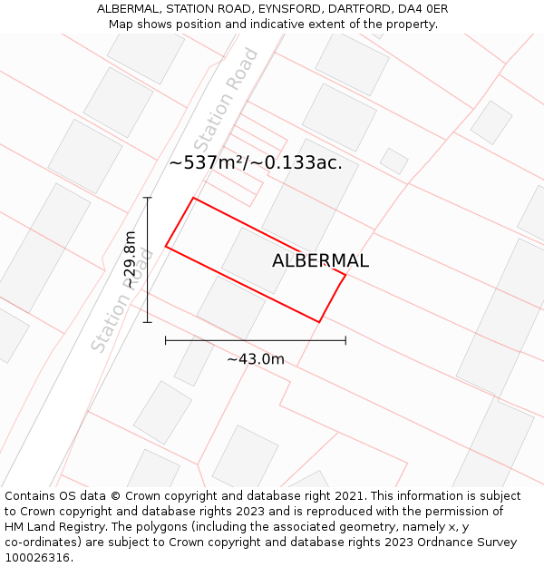 ALBERMAL, STATION ROAD, EYNSFORD, DARTFORD, DA4 0ER: Plot and title map
