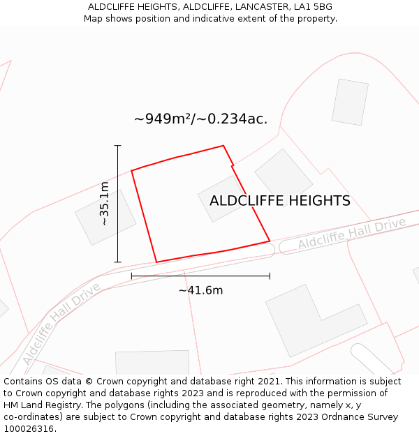 ALDCLIFFE HEIGHTS, ALDCLIFFE, LANCASTER, LA1 5BG: Plot and title map
