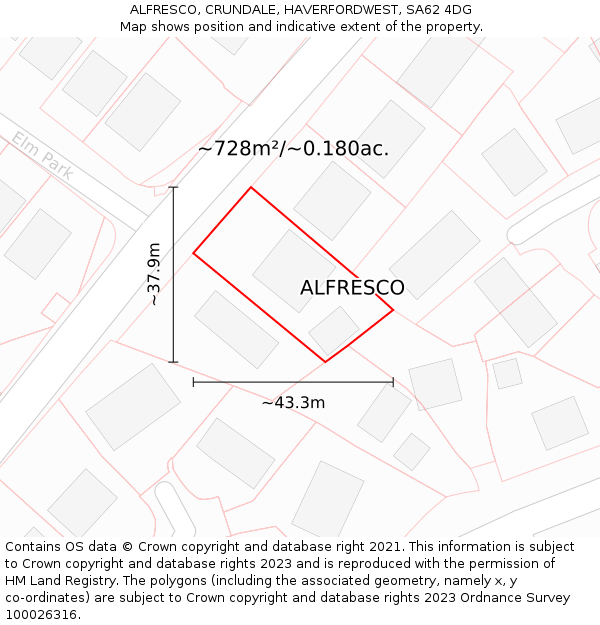 ALFRESCO, CRUNDALE, HAVERFORDWEST, SA62 4DG: Plot and title map