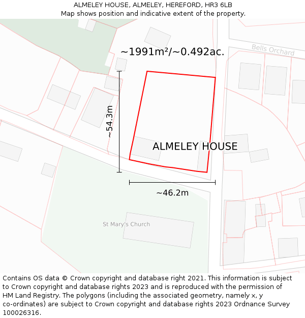 ALMELEY HOUSE, ALMELEY, HEREFORD, HR3 6LB: Plot and title map