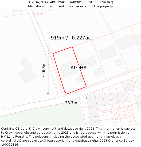 ALOHA, STAPLAKE ROAD, STARCROSS, EXETER, EX6 8PQ: Plot and title map