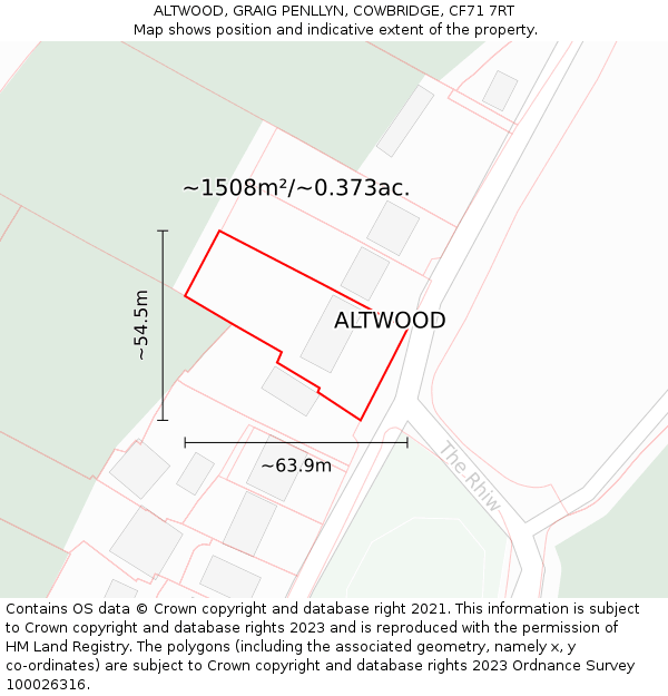 ALTWOOD, GRAIG PENLLYN, COWBRIDGE, CF71 7RT: Plot and title map