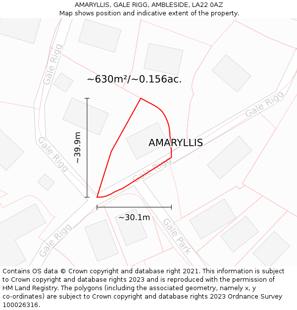 AMARYLLIS, GALE RIGG, AMBLESIDE, LA22 0AZ: Plot and title map