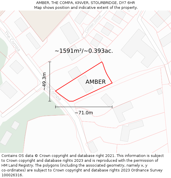 AMBER, THE COMPA, KINVER, STOURBRIDGE, DY7 6HR: Plot and title map