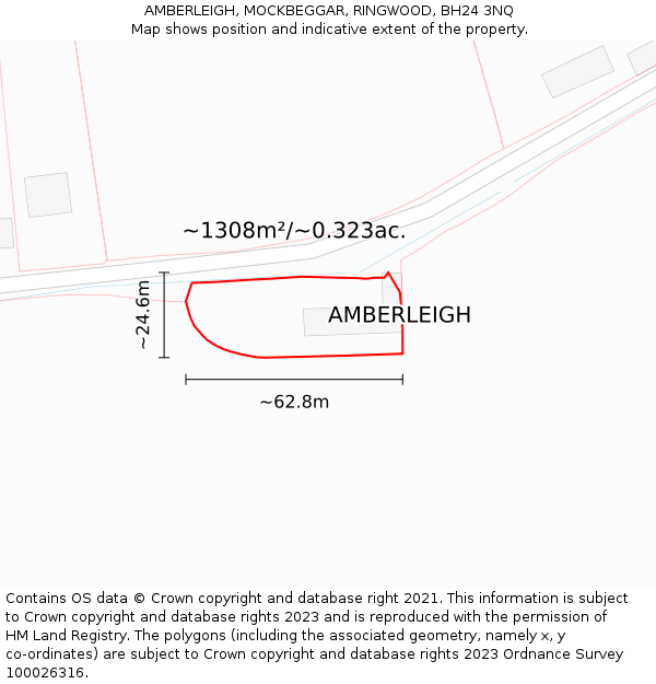 AMBERLEIGH, MOCKBEGGAR, RINGWOOD, BH24 3NQ: Plot and title map
