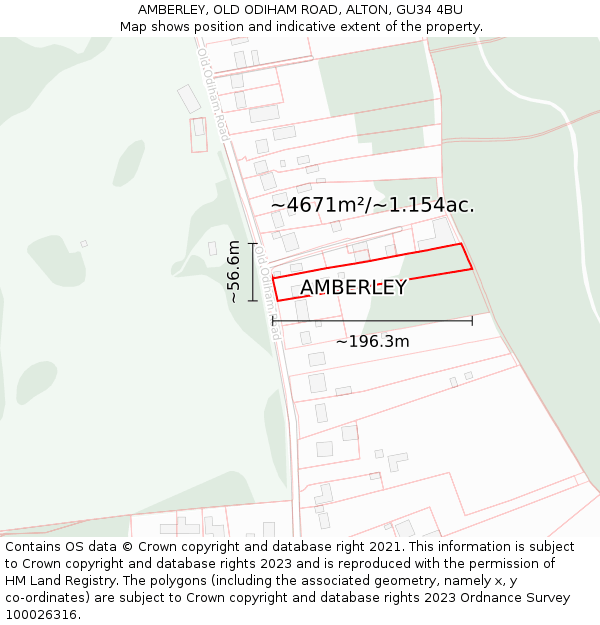 AMBERLEY, OLD ODIHAM ROAD, ALTON, GU34 4BU: Plot and title map
