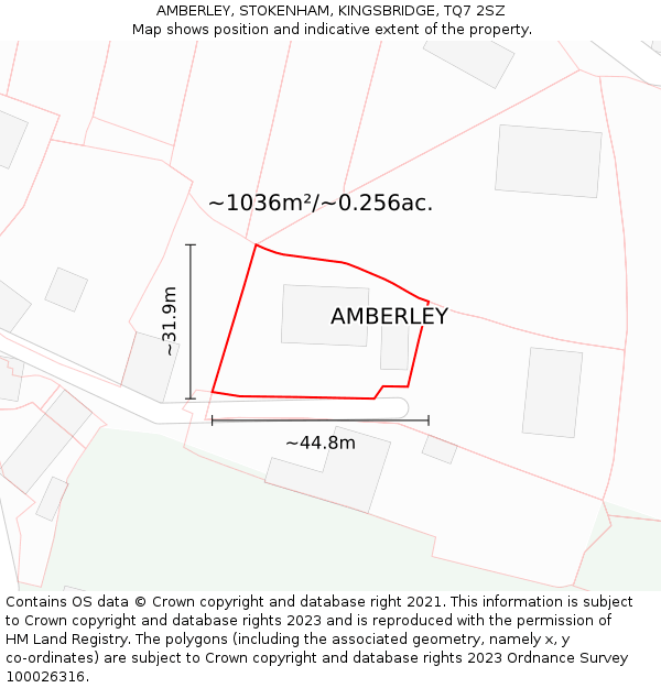 AMBERLEY, STOKENHAM, KINGSBRIDGE, TQ7 2SZ: Plot and title map