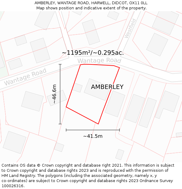 AMBERLEY, WANTAGE ROAD, HARWELL, DIDCOT, OX11 0LL: Plot and title map
