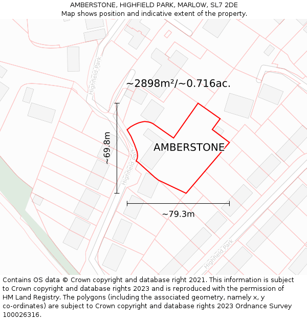 AMBERSTONE, HIGHFIELD PARK, MARLOW, SL7 2DE: Plot and title map