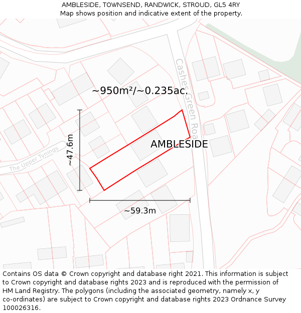 AMBLESIDE, TOWNSEND, RANDWICK, STROUD, GL5 4RY: Plot and title map