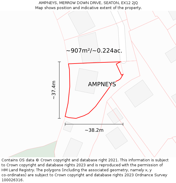 AMPNEYS, MERROW DOWN DRIVE, SEATON, EX12 2JQ: Plot and title map