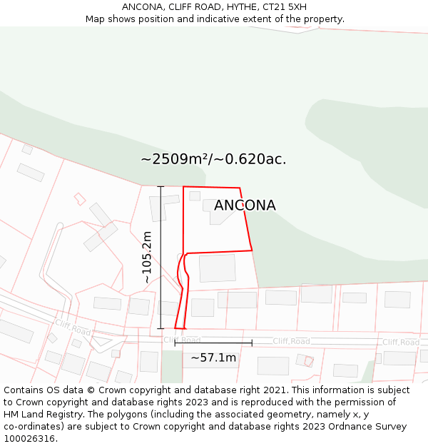 ANCONA, CLIFF ROAD, HYTHE, CT21 5XH: Plot and title map