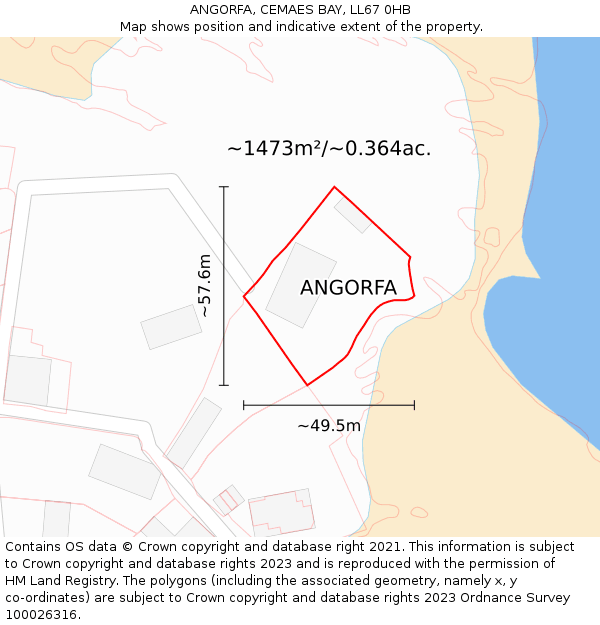 ANGORFA, CEMAES BAY, LL67 0HB: Plot and title map