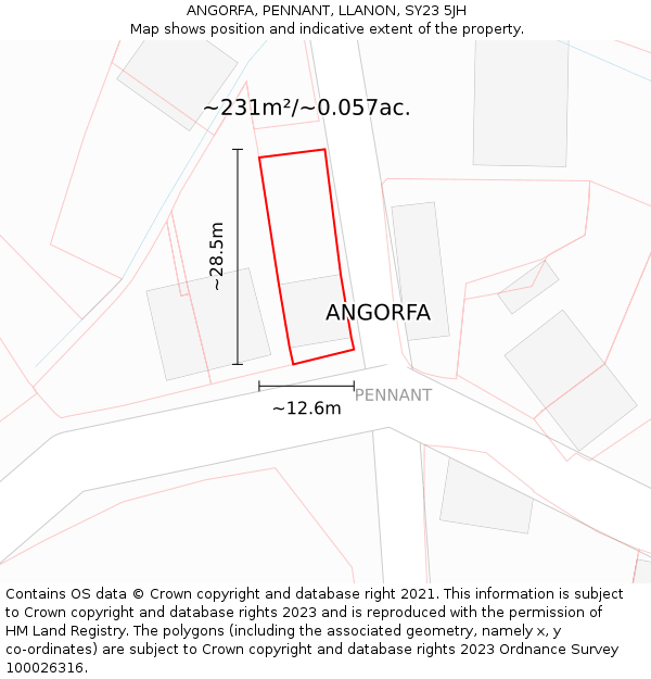 ANGORFA, PENNANT, LLANON, SY23 5JH: Plot and title map