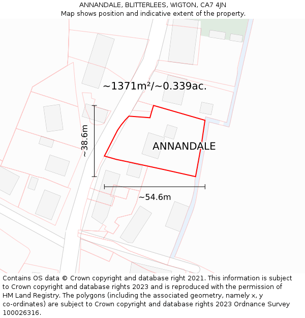 ANNANDALE, BLITTERLEES, WIGTON, CA7 4JN: Plot and title map