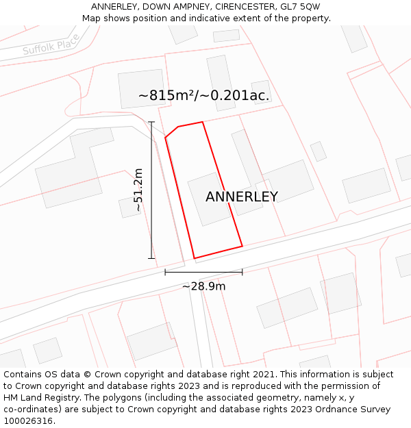ANNERLEY, DOWN AMPNEY, CIRENCESTER, GL7 5QW: Plot and title map