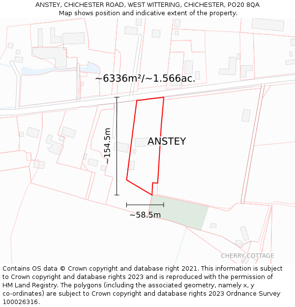 ANSTEY, CHICHESTER ROAD, WEST WITTERING, CHICHESTER, PO20 8QA: Plot and title map