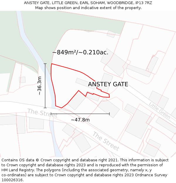 ANSTEY GATE, LITTLE GREEN, EARL SOHAM, WOODBRIDGE, IP13 7RZ: Plot and title map