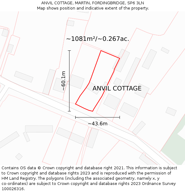 ANVIL COTTAGE, MARTIN, FORDINGBRIDGE, SP6 3LN: Plot and title map