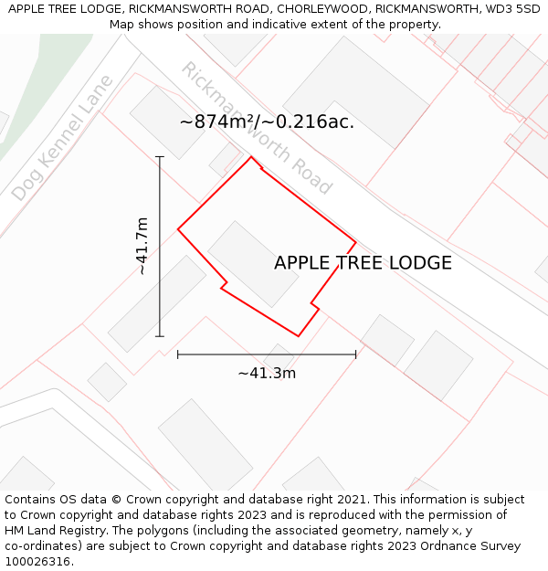 APPLE TREE LODGE, RICKMANSWORTH ROAD, CHORLEYWOOD, RICKMANSWORTH, WD3 5SD: Plot and title map