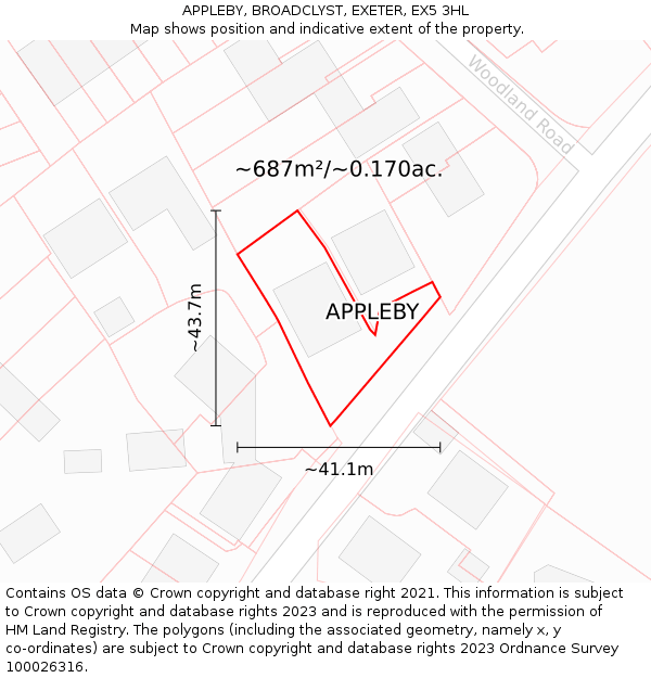 APPLEBY, BROADCLYST, EXETER, EX5 3HL: Plot and title map