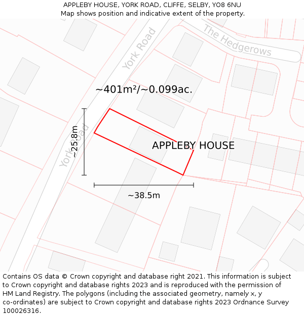 APPLEBY HOUSE, YORK ROAD, CLIFFE, SELBY, YO8 6NU: Plot and title map