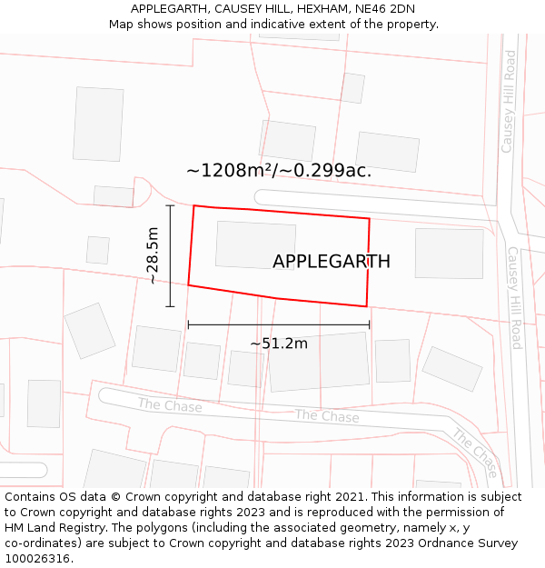 APPLEGARTH, CAUSEY HILL, HEXHAM, NE46 2DN: Plot and title map