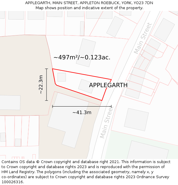 APPLEGARTH, MAIN STREET, APPLETON ROEBUCK, YORK, YO23 7DN: Plot and title map