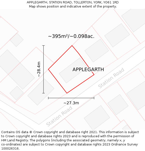 APPLEGARTH, STATION ROAD, TOLLERTON, YORK, YO61 1RD: Plot and title map