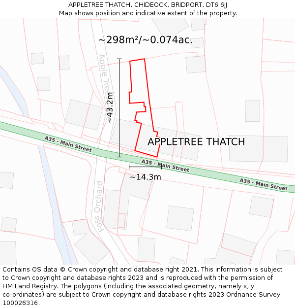 APPLETREE THATCH, CHIDEOCK, BRIDPORT, DT6 6JJ: Plot and title map